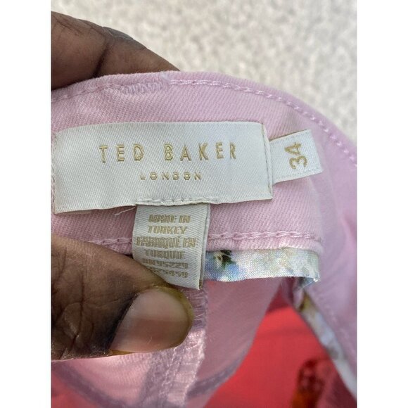 Ted Baker Womens Straight Leg Jeans Pink Stretch Cotton Blend Denim 34 New - Picture 9 of 11